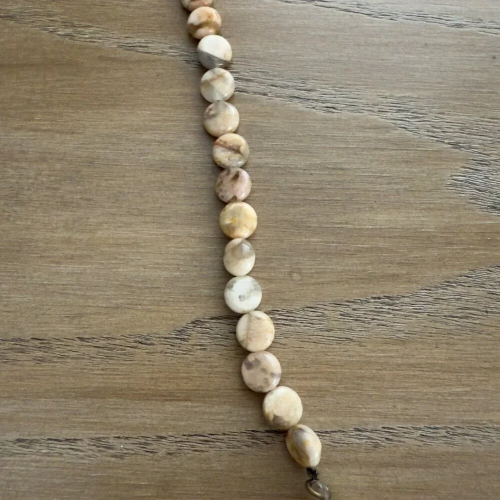 John Wind Beaded Necklace With Ombre Tassel Yellow Cream Stone Beads